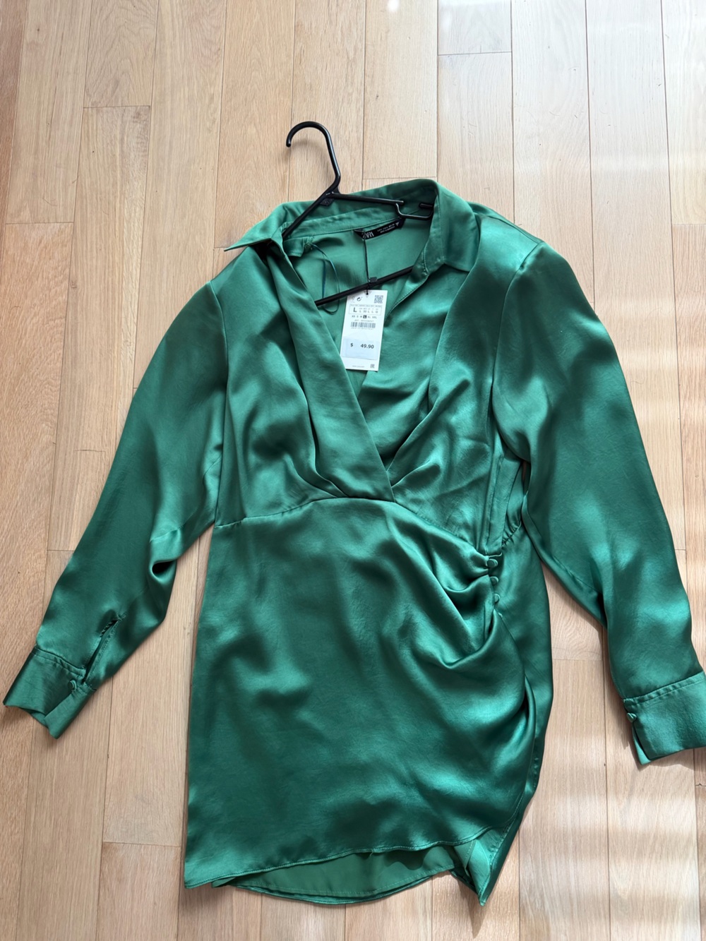 Zara Satin Emerald Green Blouse